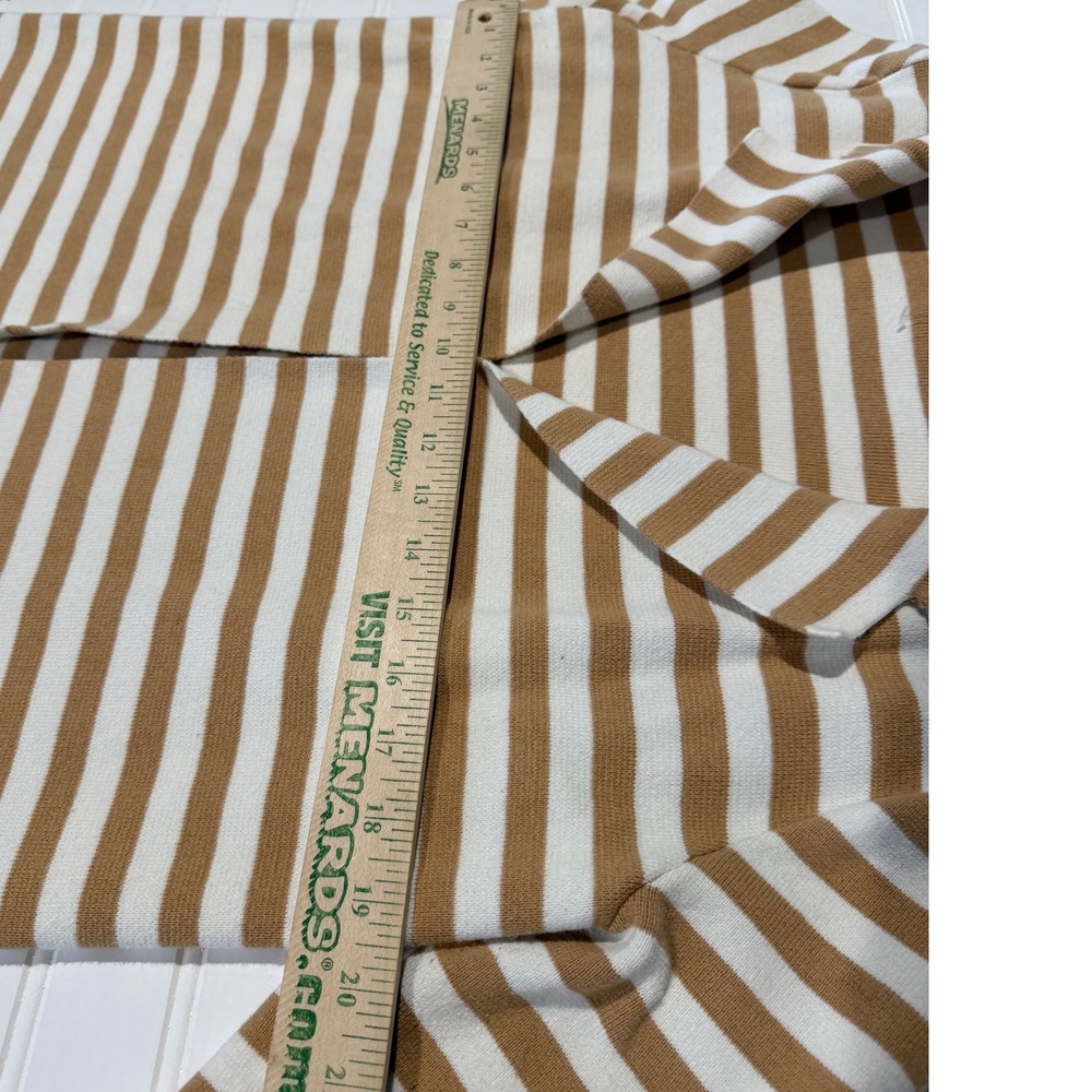 Ann Taylor Factory Womens Tan White Striped Knit Cardigan Blazer Sweater Small - Picture 3 of 6